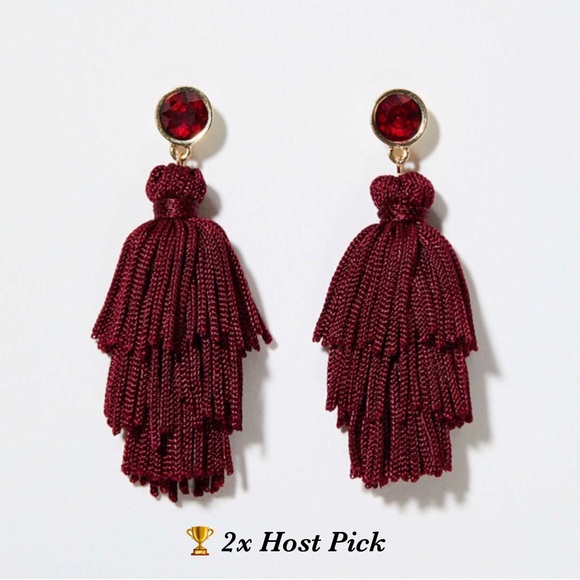 LOFT Jewelry - LOFT Calvary Red Stone Tassel Earrings